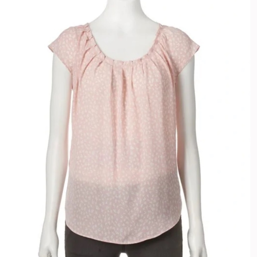 Lauren Conrad Pleated Neck Sleeveless Blouse